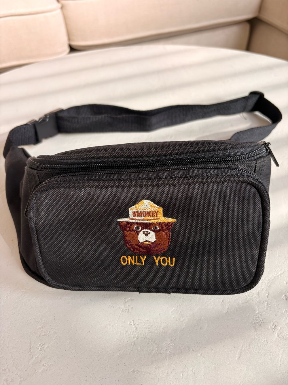 Smokey Bear Black Embroidered Fanny Pack - Only You